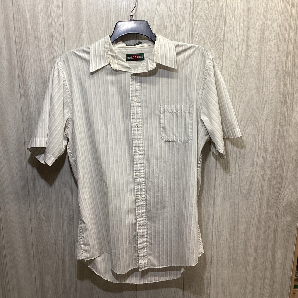 MARK LEWIS Men's (Size‎ 16) Short Sleeve Striped Button Down Collared Shirt